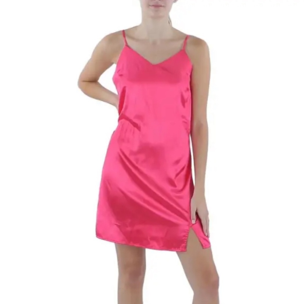 And Now This Hot Pink Satin Slip Dress Chemise